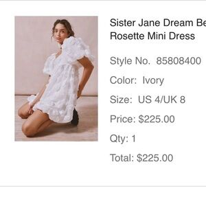 Urban Outfitters Ivory Rosette Mini Dress